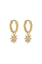 Petite Pave Starburst Drop Earrings, 18K Yellow Gold & Diamonds